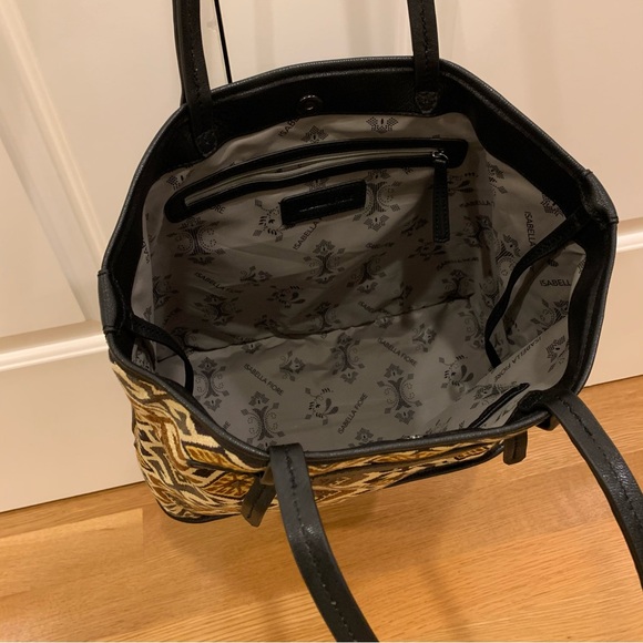 Isabella Fiore Aztec Southwest Handbag/Tote. Leather and Tapestry